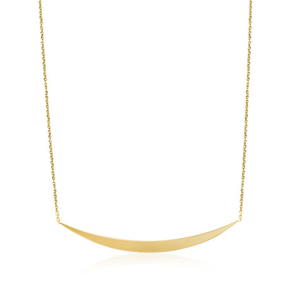 14k Yellow Gold Necklace with Polished Curved Bar Pendant