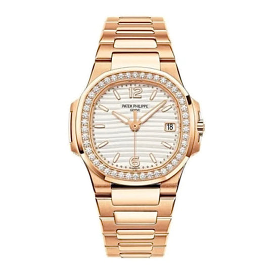 Patek Philippe Nautilus 18k Rose Gold with Silvery Opaline dial Watch