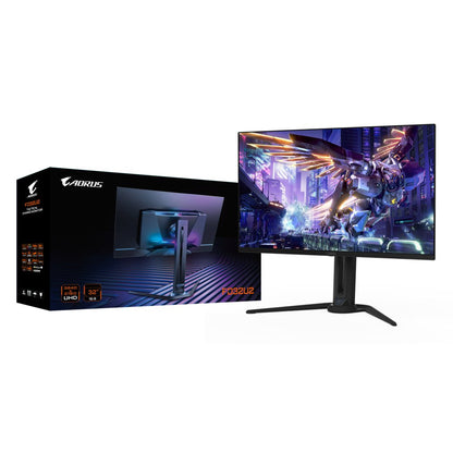 GIGABYTE - AORUS 32" QD OLED Gaming Monitor - UHD 3840x2160-240Hz - 0.03ms GTG - AMD FreeSync Premium Pro - Type C KVM - HDMI, DP, Type C - Height Adjustable - Black