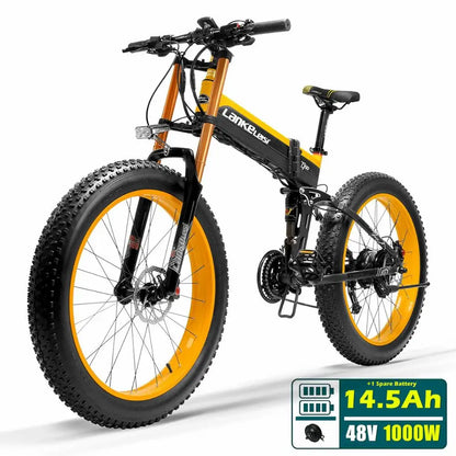 T750Plus Snow Bike 1000W Folding Electric Sand Bike, 48V High Performance