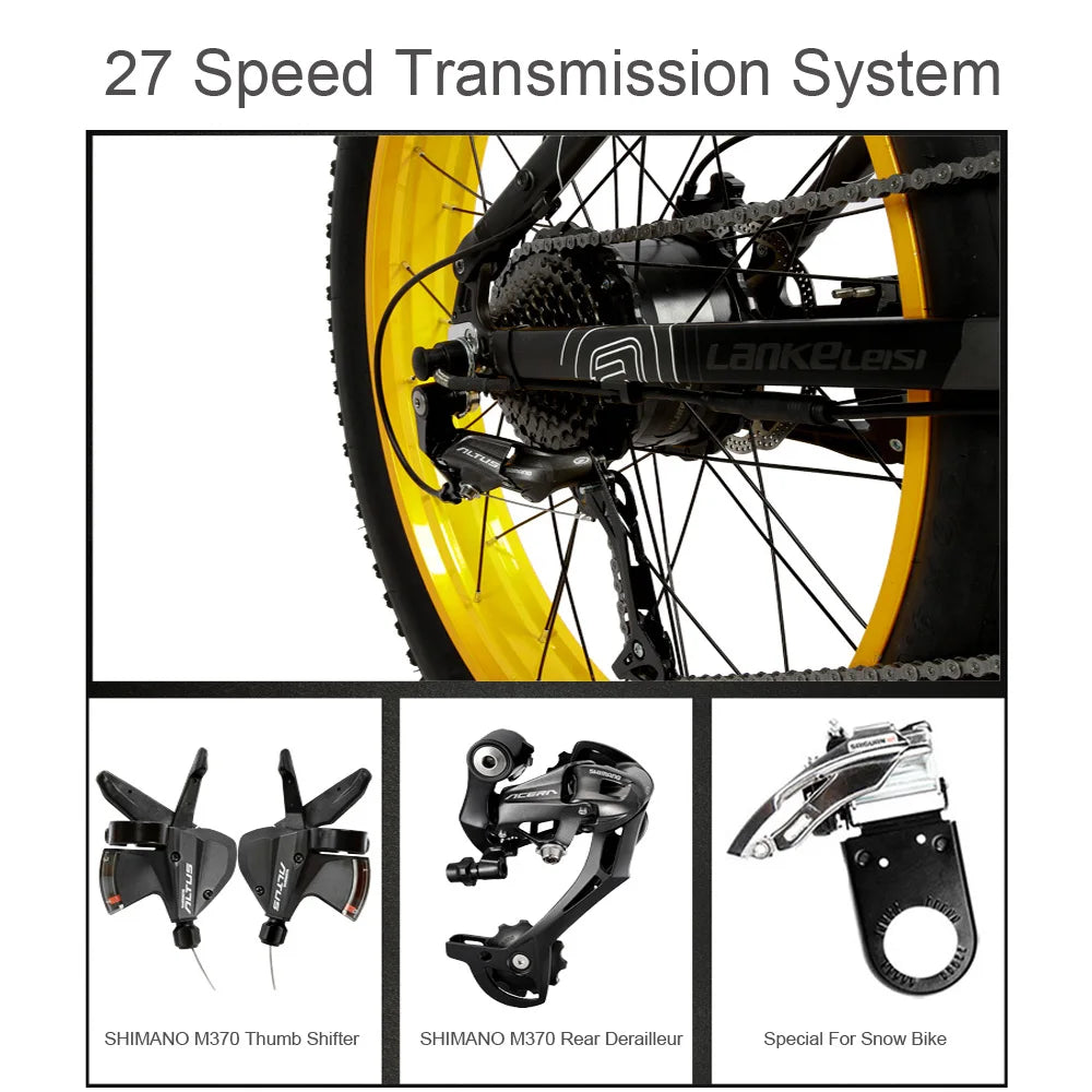 T750Plus Snow Bike 1000W Folding Electric Sand Bike, 48V High Performance