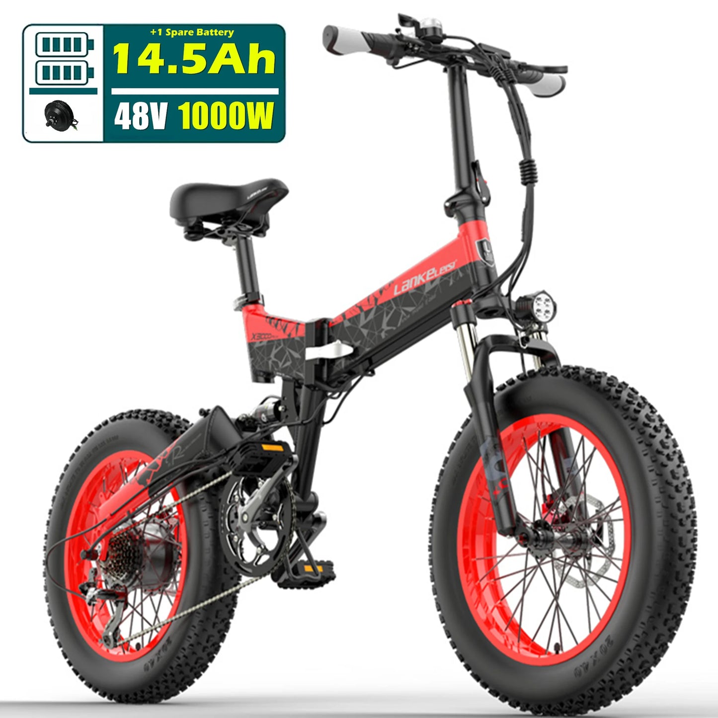 X3000plus 20 Inch Folding Electric Snow Bike