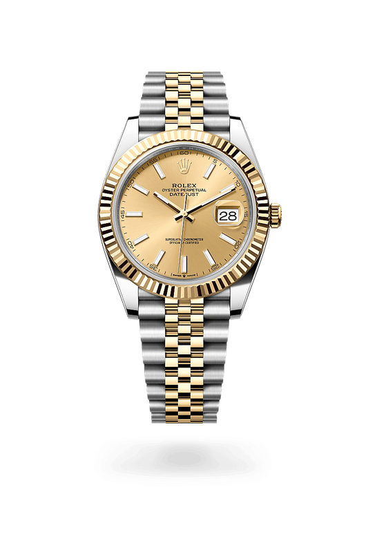 Rolex Datejust 41mm Champagne Stick Dial, Two Tone Stainless Steel & 18K Yellow Gold Jubilee Bracelet Men's Watch