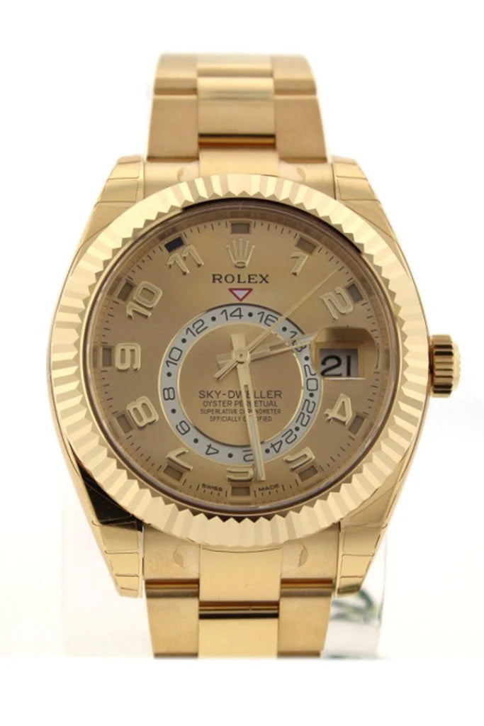 Rolex Sky-Dweller 42mm Champagne Dial, 18K Yellow Gold Oyster Bracelet Men's Watch