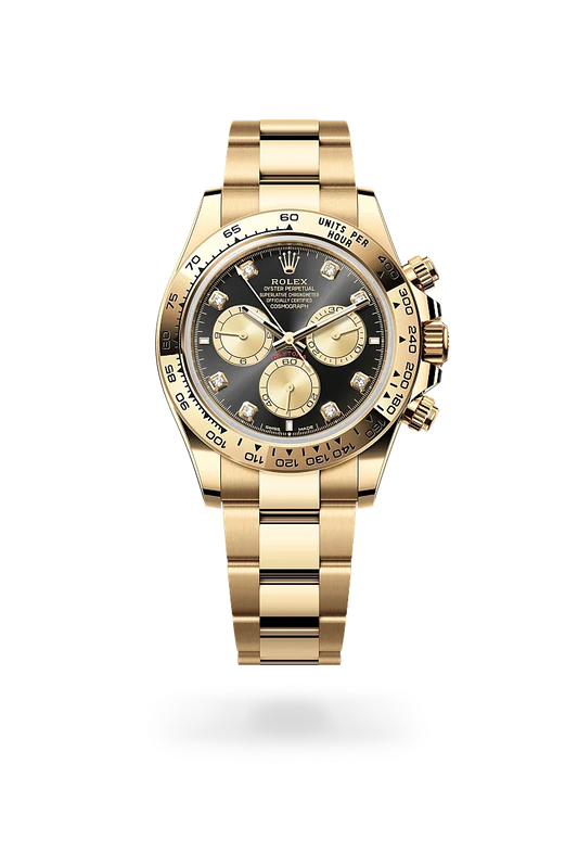 Rolex Cosmograph Daytona 40mm Black & Champagne Index Dial, 18K Yellow Gold Oyster Bracelet Men's Watch