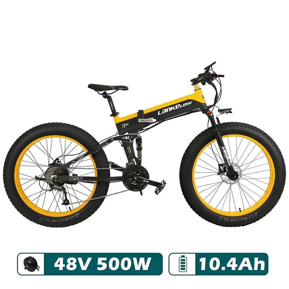 T750Plus Snow Bike 1000W Folding Electric Sand Bike, 48V High Performance