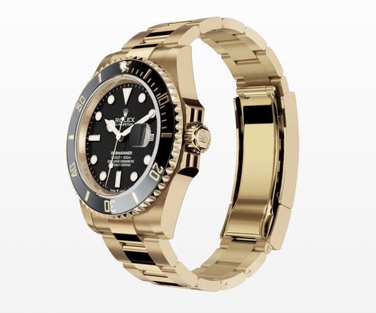 Rolex Submariner date oyster, yellow gold with black dial 41 mm Watch, side 