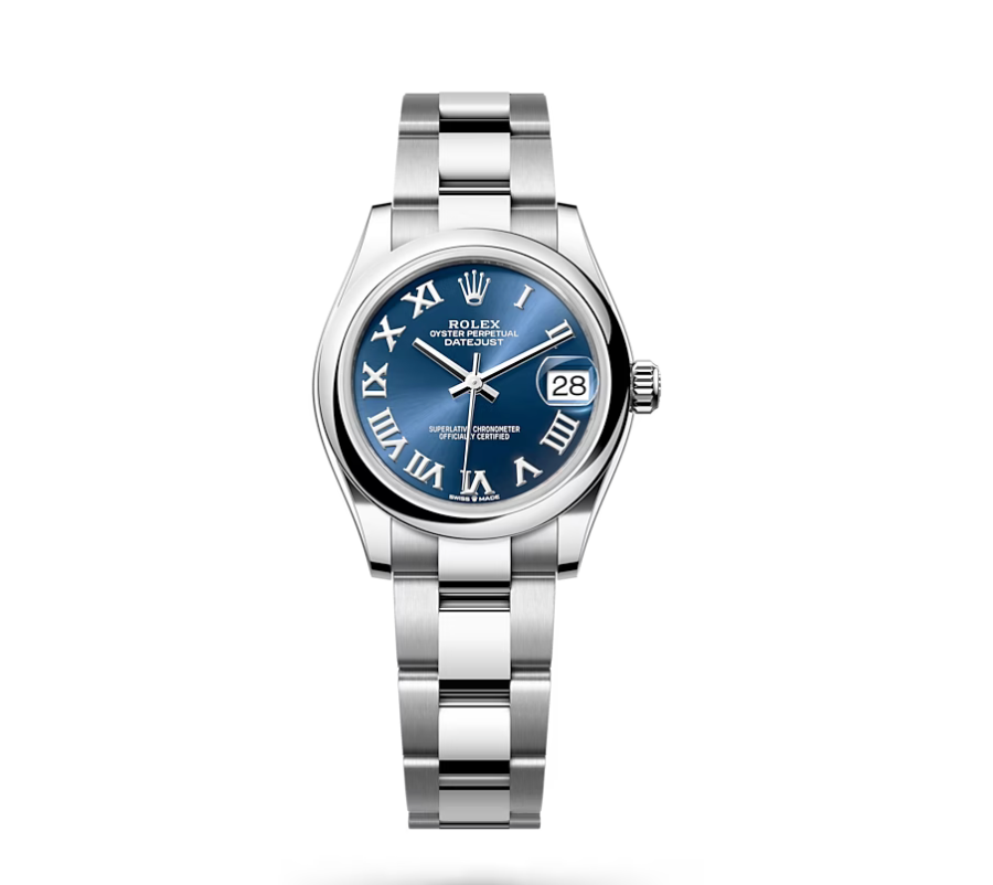 Rolex Datejust 31mm oystersteel Blue dial, Smooth bezel bracelet, front 