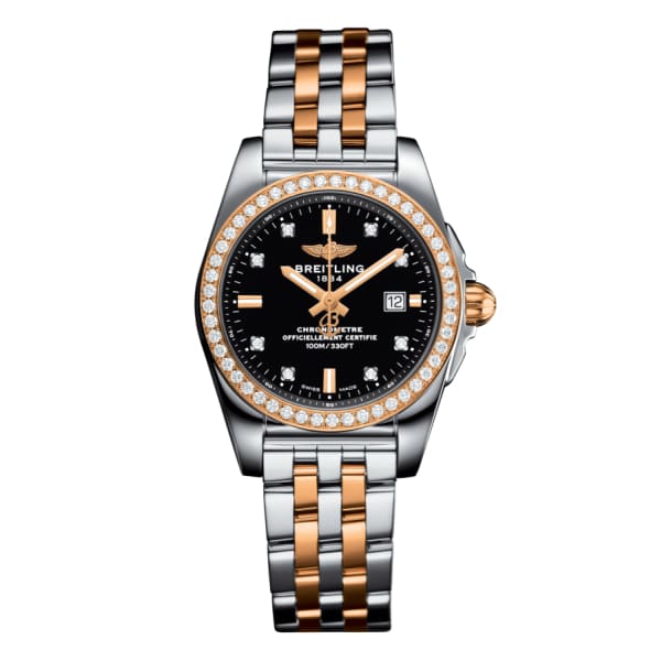 Breitling Women’s GALACTIC 29 SLEEK, 29mm, Stainless Steel and 18k Rose Gold, Black dial