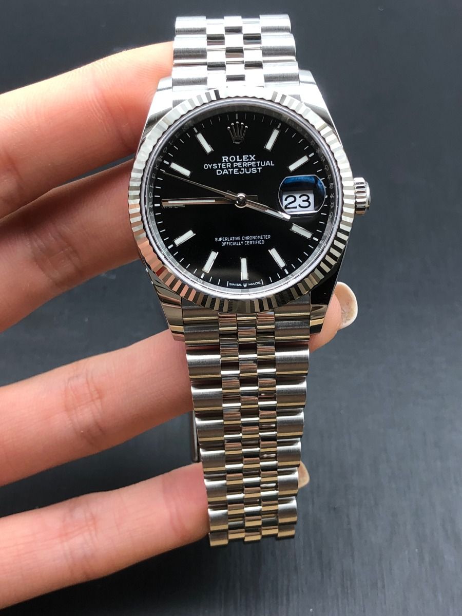 Rolex Datejust 36mm  Black Stick Dial, Stainless Steel Jubilee Bracelet Watch