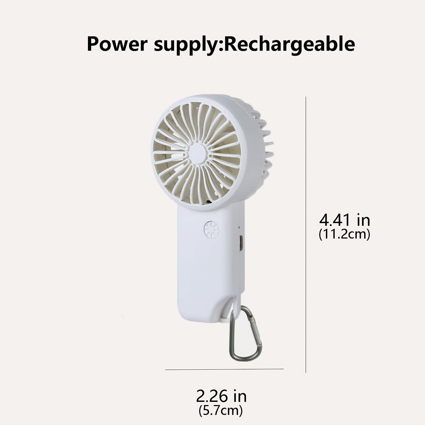 mini portable fan with usb charging, measurements 