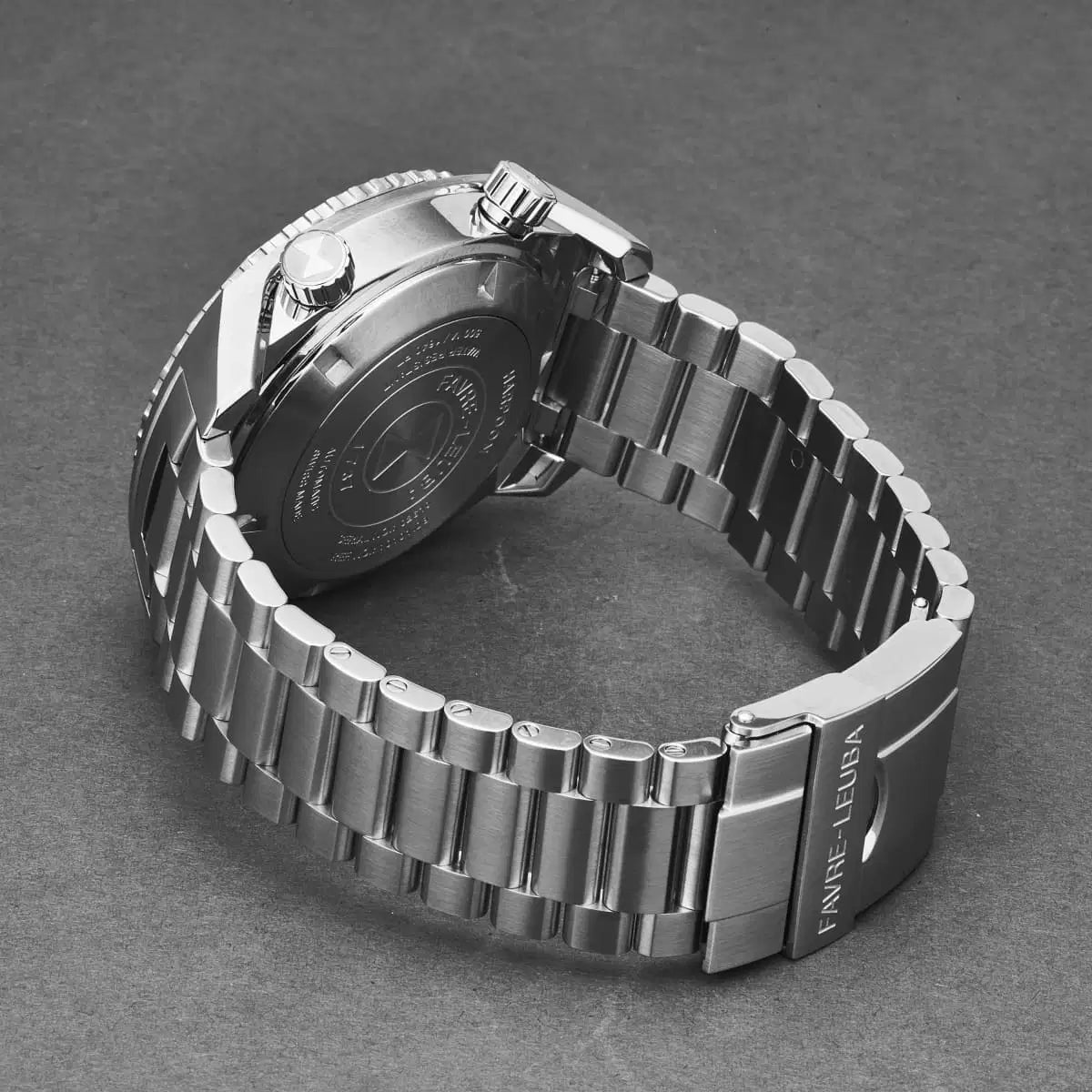 Favre-Leuba Men's 'Raider Harpoon' Black White Dial Stainless Steel Bracelet Automatic Watch