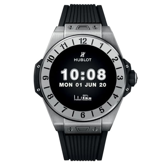 Hublot Big Bang E Titanium Watch, front digital clock 