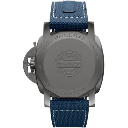 Panerai Luminor Marina - 44mm, brushed titanium case, Blue sun-brushed dial, Watch, back 
