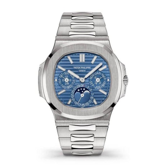 Patek Philippe Nautilus 18k White Gold with Blue Sunburst dial Watch
