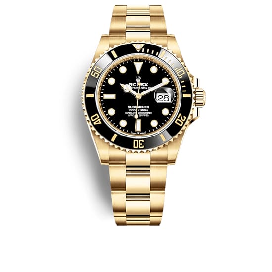 Rolex Submariner date oyster, yellow gold with black dial 41 mm Watch, front 
