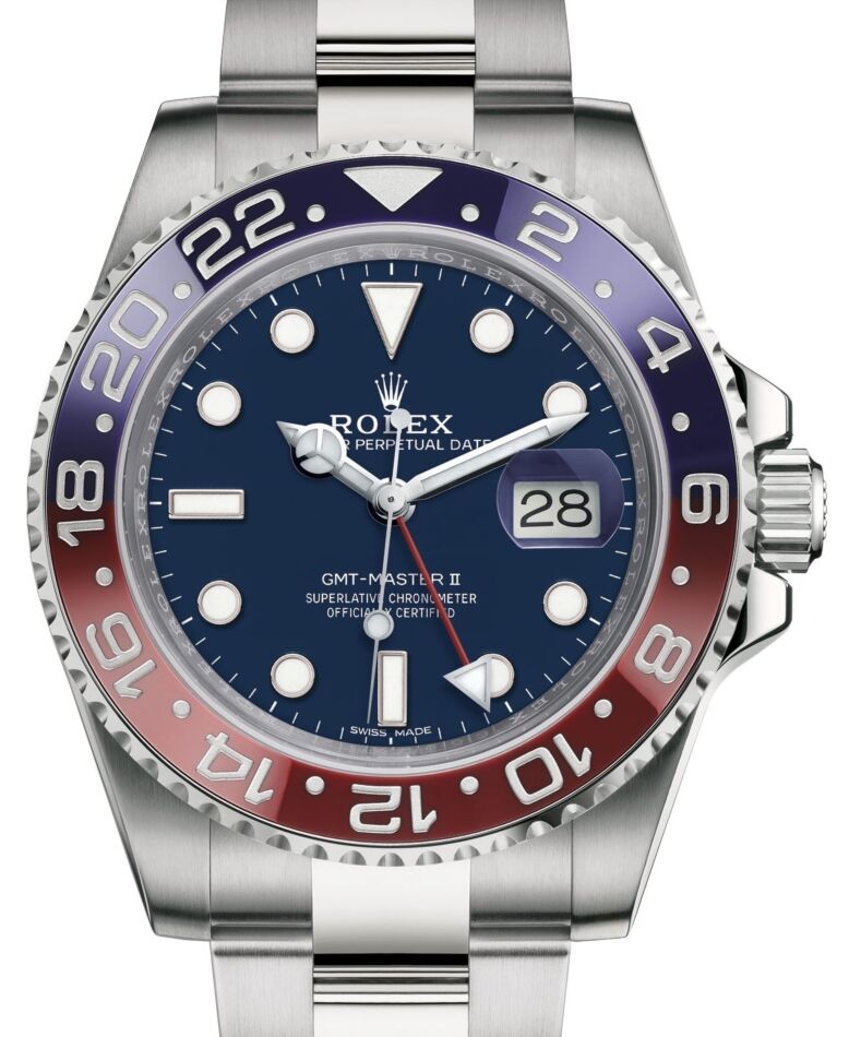 Rolex GMT-Master II "Pepsi" 40mm  Black Dial, Red & Blue Ceramic Bezel, 18K White Gold Oyster Bracelet Men's Watch