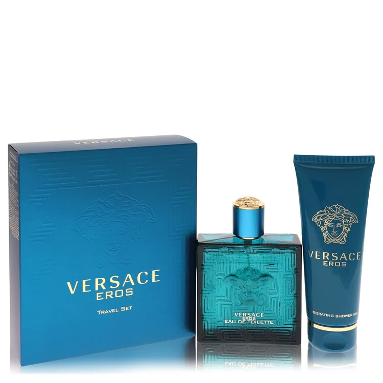 Versace Eros Cologne 3.4 oz Eau De Toilette Spray + 3.4 oz Shower Gel Gift set Men