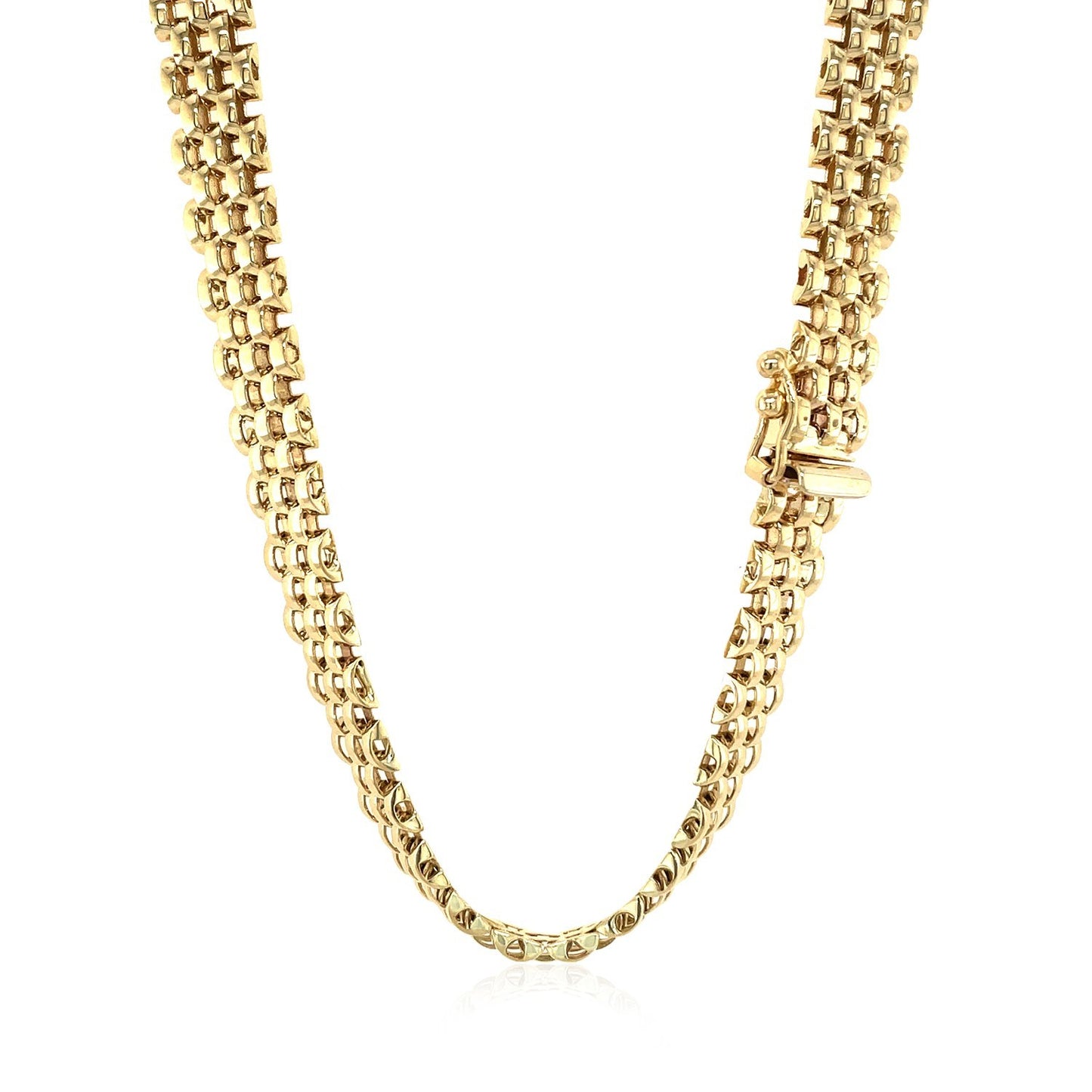 14k Yellow Gold Polished Multi-Row Panther Link Necklace