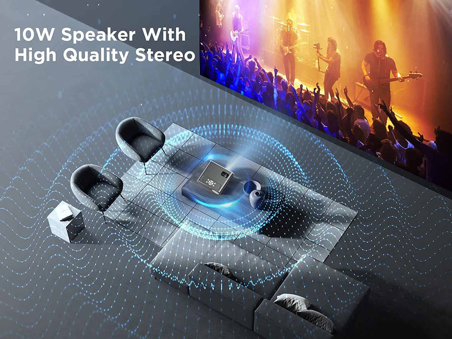 Projector with 5G WiFi and Bluetooth, VACASSO Native 1080P Portable Projector 4K Supported with Tripod, 11000L Movie Home Projector Compatible with HDMI/TV Stick/iOS/Android/PS5