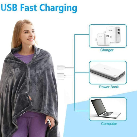 USB Electric Heated Plush Blanket: Cozy Winter Shawl for Instant Warmth