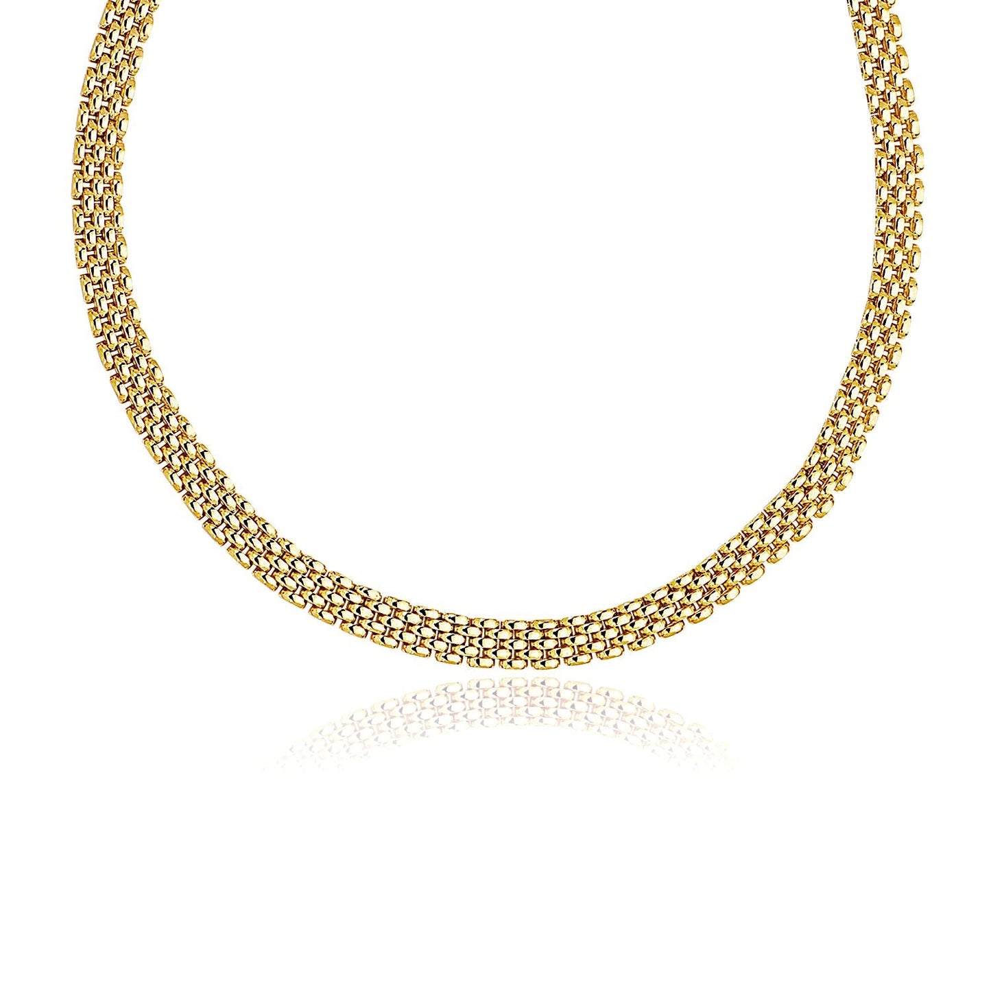 14k Yellow Gold Polished Multi-Row Panther Link Necklace