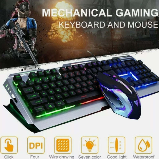 Ninja Dragon Metallic Silver Gaming keyboard & mouse Set