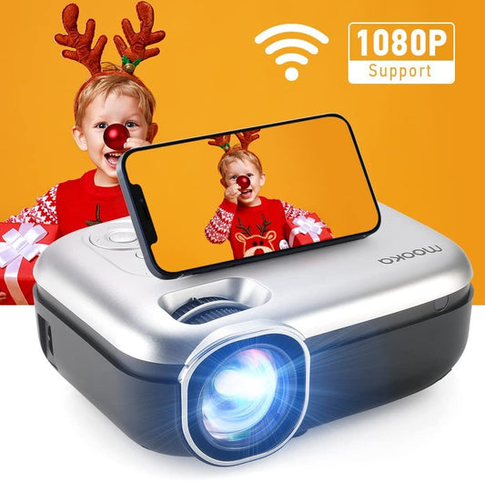 Projector with WiFi;  8000L Mini Projector Portable Projector with Carrying Bag;  Supports 1080P Full HD Projector with Phone/iPhone/Android/HDMI/USB/AV Port for Outdoor Movie