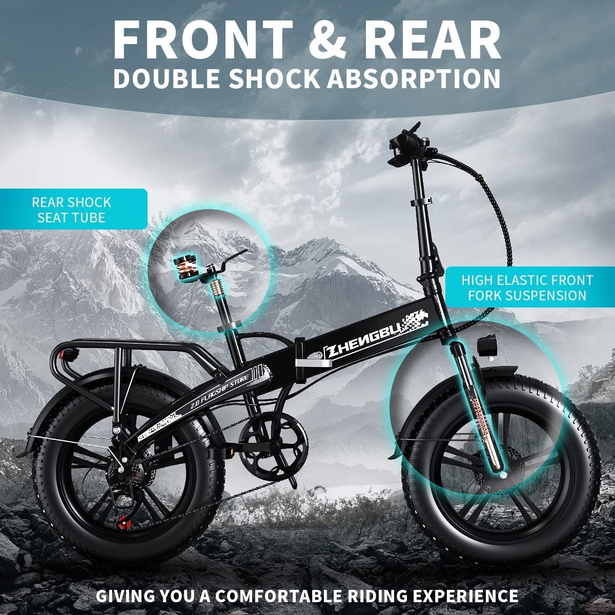 20" x 4.0" All Terrain Fat Tire Electric bike with Samsung 48V 12.8Ah Lithium Battery