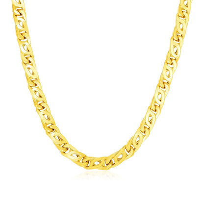 14k Yellow Gold Mens Polished Abstract Link Necklace, front 