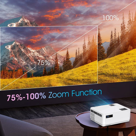 DBPOWER 9000L HD Native 1080P Bluetooth Projector with a bag, zoom function 