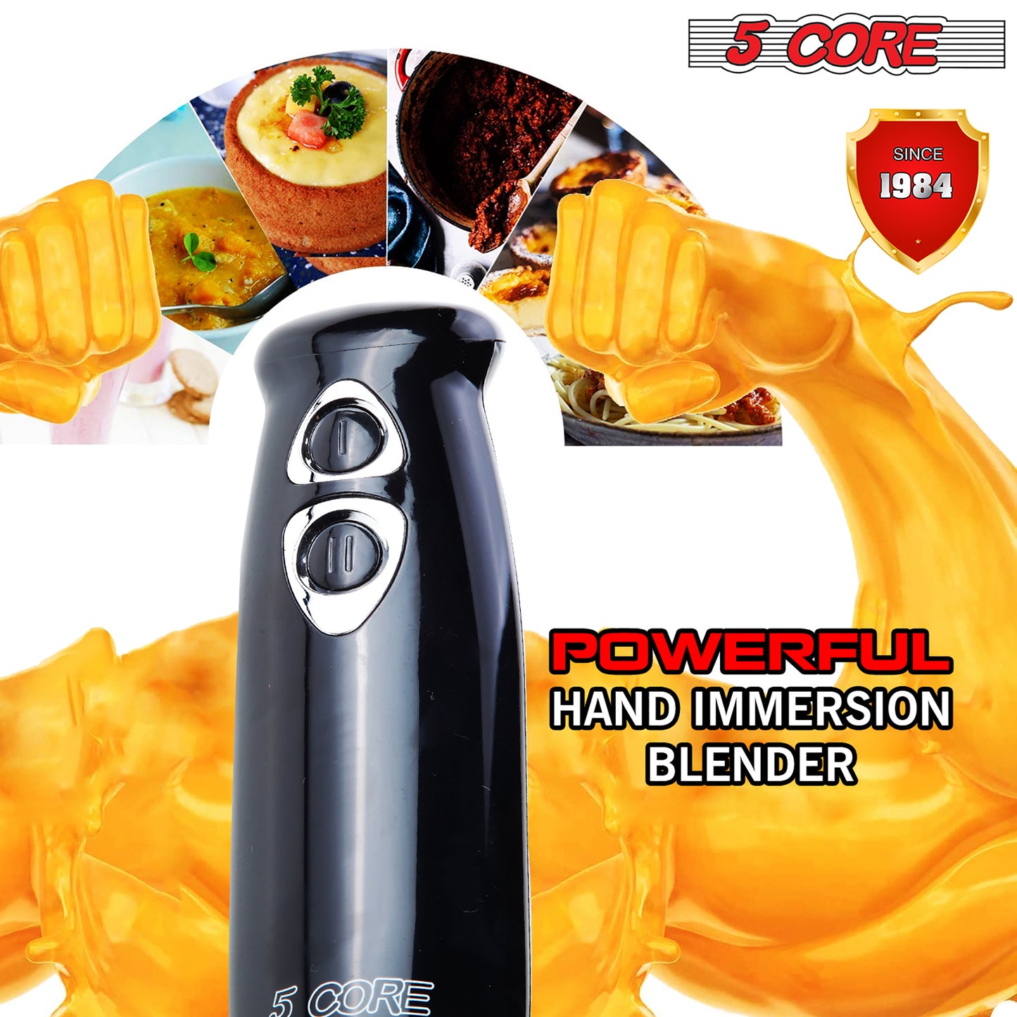 Hand Blender Immersion Blender Handheld Stick Batidora Electric Blenders Emersion Hand Mixer For Kitchen 5 Core HB 1510 BLK