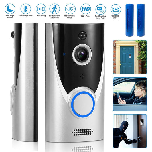 WiFi Video Doorbell Wireless Door Bell 720P HD WiFi Security Camera with Two-way Talk PIR Motion