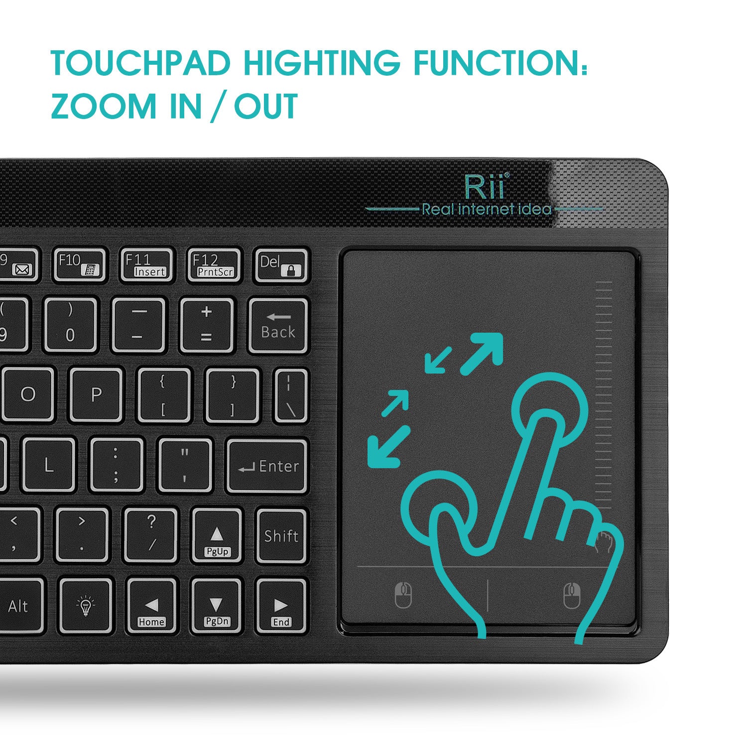 Wireless 3-LED Color Backlit Multimedia Keyboard with Multi-Touch Big Size Trackpad, touch pad