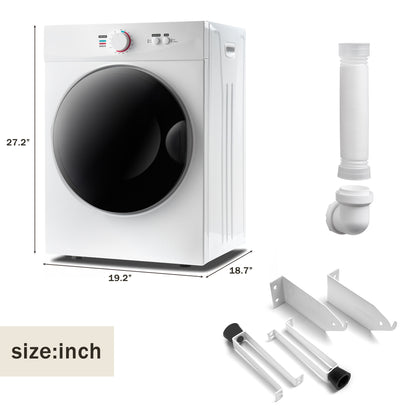 Portable Laundry Dryer with Easy Knob Control for 5 Modes, Stainless Steel Clothes Dryers, for Home, Dorm, Apartment and RV, Wall Mount Kit Included