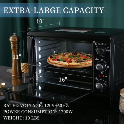 Deluxe Toaster Oven with 20Litres Capacity, front with pizza 