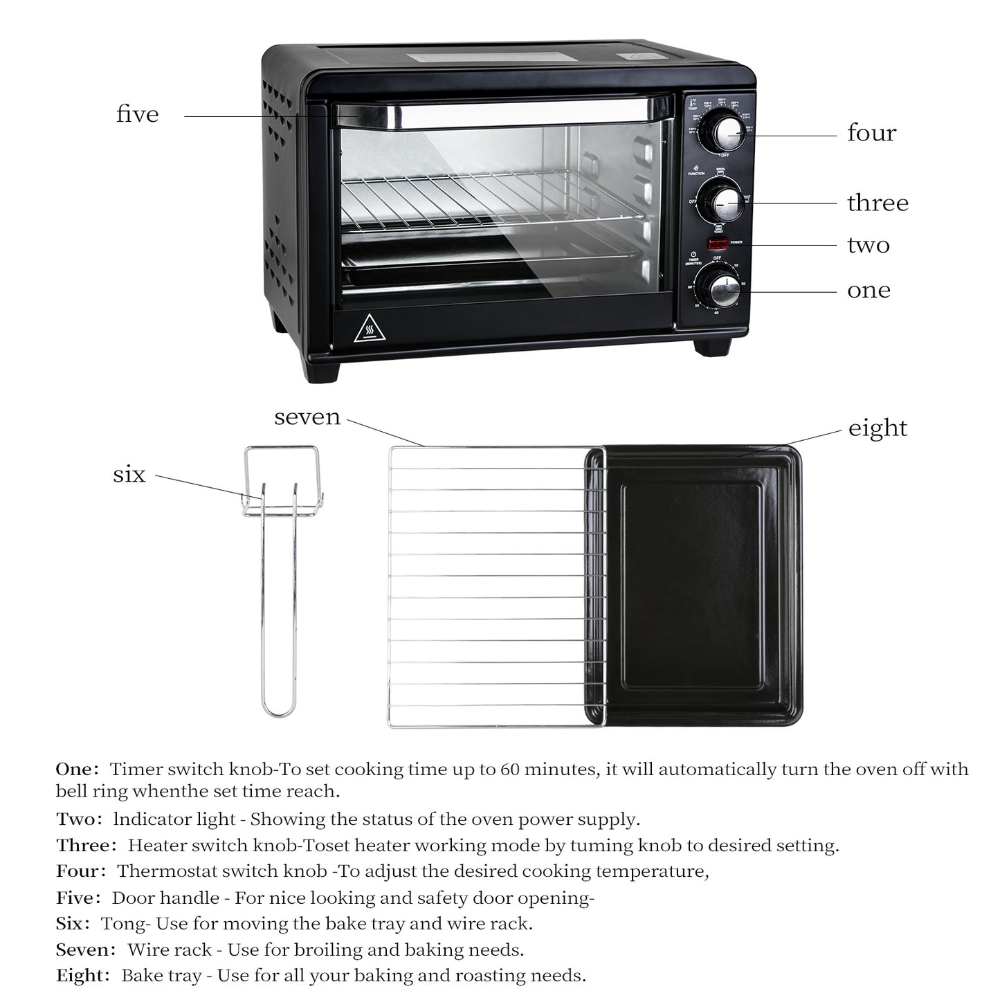 Deluxe Toaster Oven with 20Litres Capacity, measurement 
