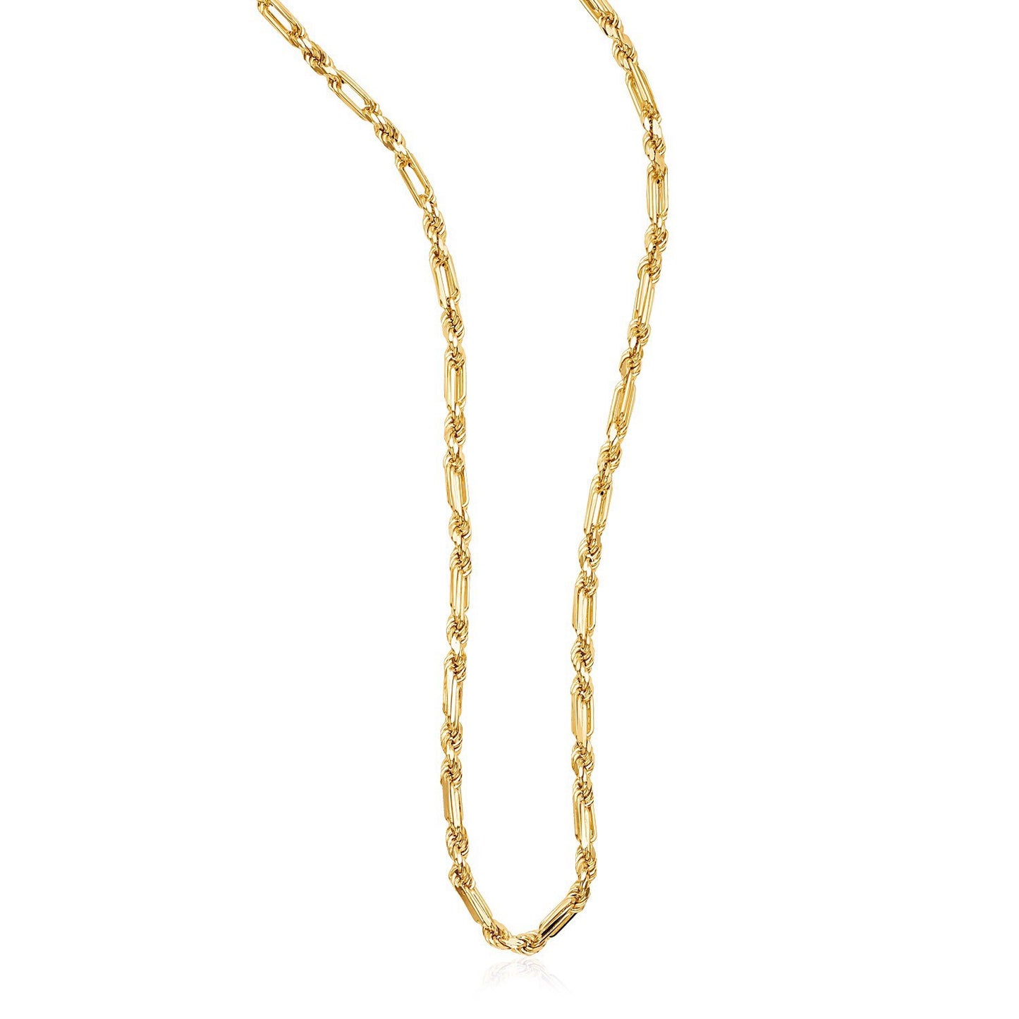 14k Yellow Gold Figaro Chain Necklace, front 