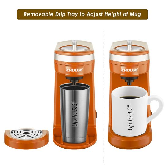 CHULUX Orange BrewMaster: Single-Serve Capsule Coffee Delight, cup height 