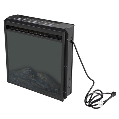 18" Black Electric Fireplace Heater - Freestanding & Recessed, Hearth Flame