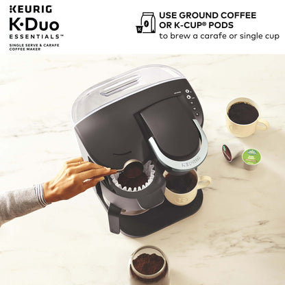 K-Duo Essentials Black Single-Serve K-Cup Pod Coffee Maker, Black
