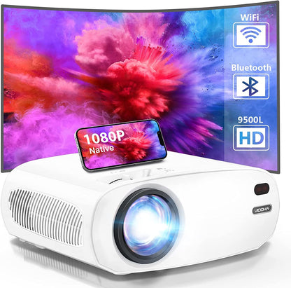 VIDOKA Projector with WiFi and Bluetooth, 9500L Native 1080P Projector FHD Movie Outdoor Projector with Carry Bag, Home Video Projector for TV Stick/PS4/Android/iOS