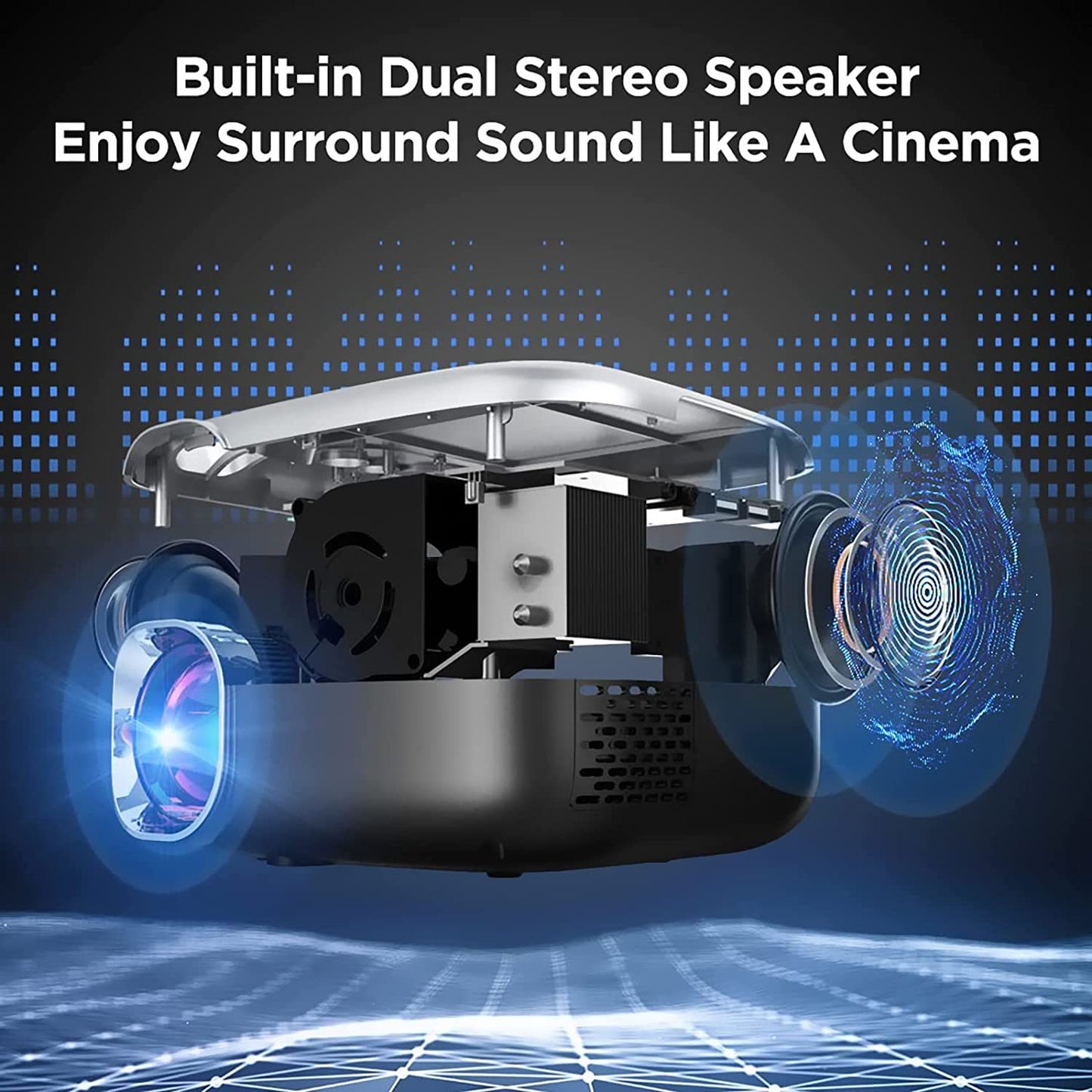Projector with WiFi, 8000L with carrying bag, Support 200" Full HD, Gray