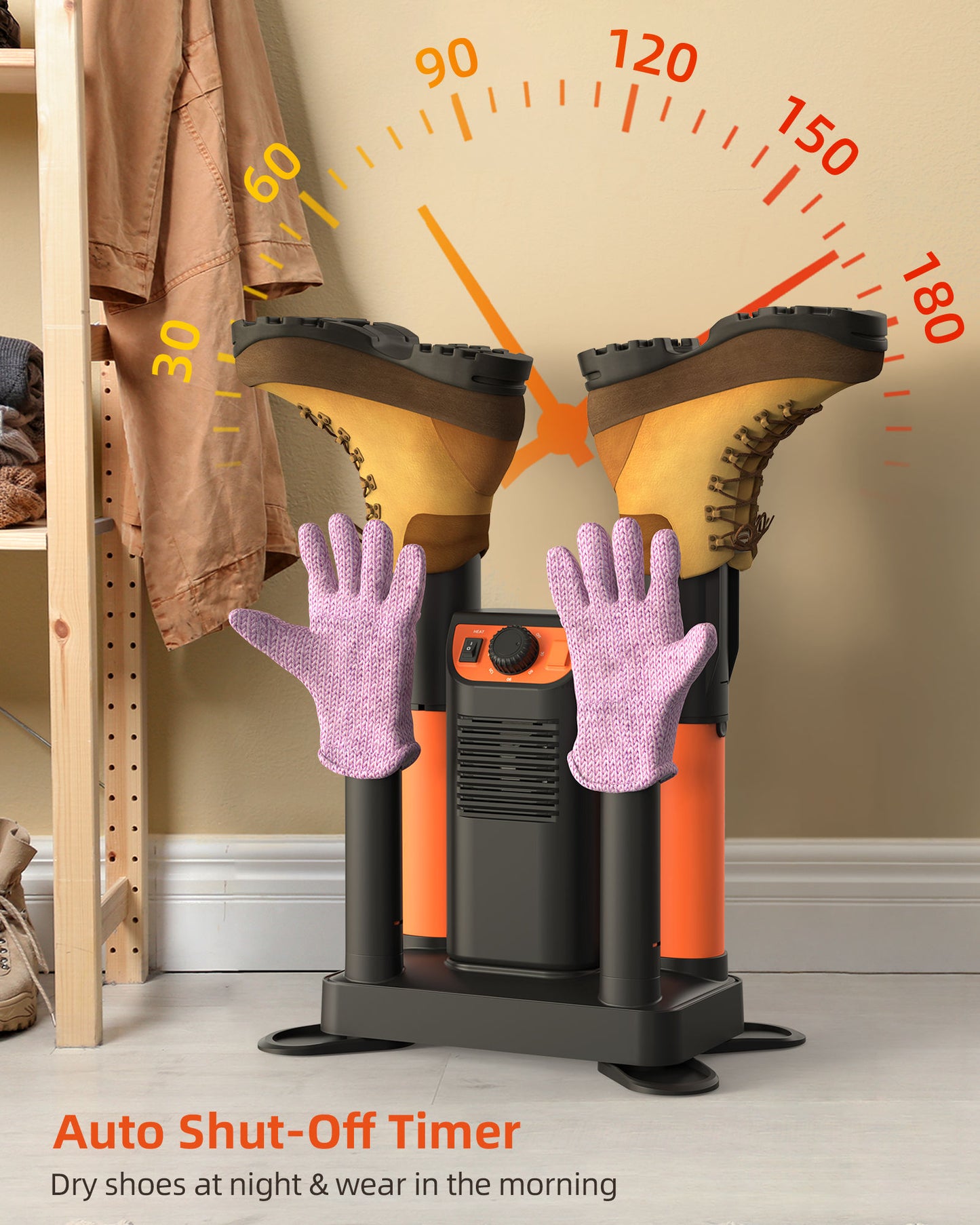 Boot Dryer Shoe Dryer;  Glove Dryer & Boot Warmer with Heat Blower;  Ski Boot Dryer with Adjustable Tubes & Timer;  Ultra Silent;  Quick Drying