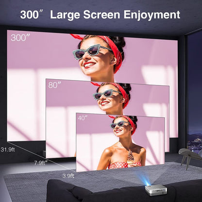 MOOKA Native 1080P WiFi Bluetooth 4K Projectors 8500L Video Movie Theater Home