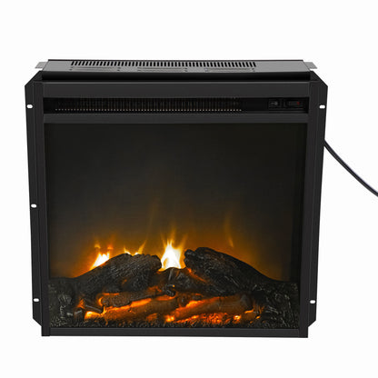 18" Black Electric Fireplace Heater - Freestanding & Recessed, Hearth Flame