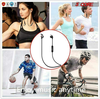 Premium Bluetooth Headphones; Bluetooth Earbuds Neckband Magnetic Wireless Bluetooth 5.0 Headphones Sweatproof & IPX7 Waterproof Earphones 12 Hours Playtime for Gym Workout 5 Core EP02 S