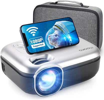 Projector with WiFi, 8000L with carrying bag, Support 200" Full HD, Gray