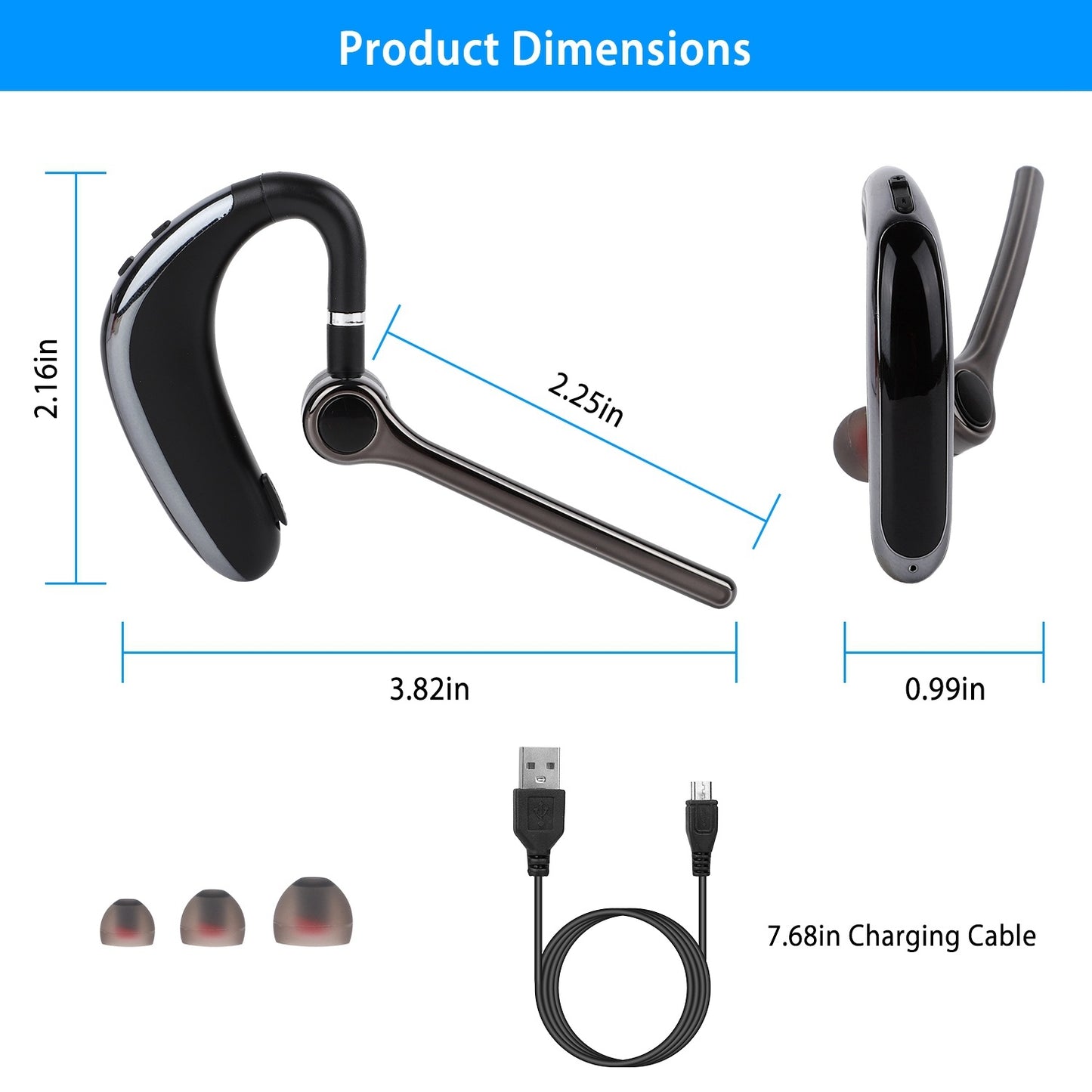 Wireless V5.0 Earpiece ENC Driving Earbuds 180° Rotatable Left Right Ear Fit Earphone For Business Driving Running